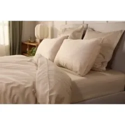 Emma Silken Satin Kopfkissenbezug   Beige   80x80cm