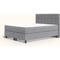 Emma Original Boxspringbett Komfort 140x200cm - dunkelgrau - Füße Holz - Kopfteil gesteppt