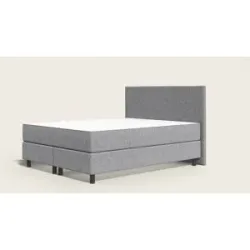 Emma Original Boxspringbett Komfort 140x200cm - dunkelgrau - Füße Holz - Kopfteil gesteppt