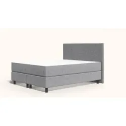 Emma, Emma Original Boxspringbett Komfort 140x200cm - dunkelgrau - Füße Holz - Kopfteil gesteppt