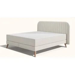 Emma Original Elite Boxspringbett ? Dunkelgrau - 180x210 cm - Kopfteil Streifen - Metallfüße