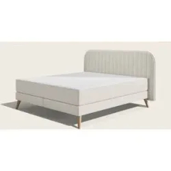 Emma Original Elite Boxspringbett ? Dunkelgrau - 180x210 cm - Kopfteil Streifen - Metallfüße