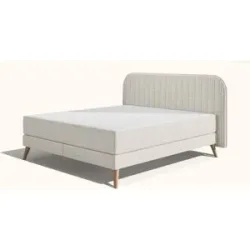 Emma, Emma Original Elite Boxspringbett ? Dunkelgrau - 180x210 cm - Kopfteil Streifen - Metallfüße