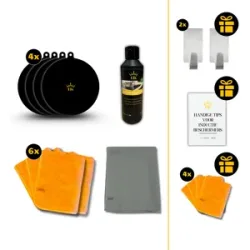 Induction Kings Induktions-Wartungspaket   Kompletter Schutz & Reinigung   4 Induktionsschutzfolien, 1 Induktionsreiniger, 1 Premium-Trockentuch & 10 Nanofaser-Reinigungstücher  4