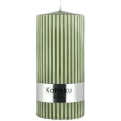 Höffner Zylinderkerze  Powder Rillen ¦ grün ¦ Maße (cm): H: 15  Ø: 7