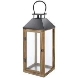 Höffner Laterne   ¦ holzfarben ¦ Metall,Stahl,Glas ¦ Maße (cm): B: 22,8 H: 57,8 T: 22.0