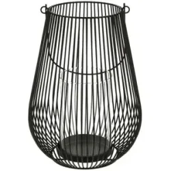 Höffner Windlicht   ¦ schwarz ¦ Metall,Glas ¦ Maße (cm): H: 26,5  Ø: 19
