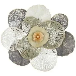 Höffner Wanddekoration  Blume ¦ grau ¦ Metall ¦ Maße (cm): B: 61 H: 66 T: 8.0