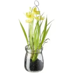 Höffner Narzisse in Glasvase   ¦ gelb ¦ Kunststoff,Glas,Metall ¦ Maße (cm): H: 22  Ø: 6