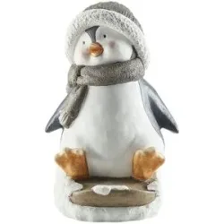 HOME STORY Deko Pinguin mit Schlitten   ¦ mehrfarbig ¦ Magnesia ¦ Maße (cm): B: