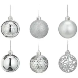 Höffner Weihnachtsbaumkugel  37er Set   ¦ silber ¦ Kunststoff,Aluminium Ø: 6