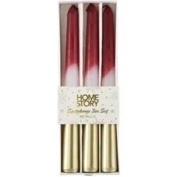 HOME STORY Stabkerze  3er Set   ¦ rot ¦ Paraffin ¦ Maße (cm): H: 20  Ø: 2.5