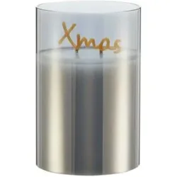 HOME STORY LED Kerze Xmas   ¦ grau ¦ Glas,Wachs,Kunststoff ¦ Maße (cm): H: 15