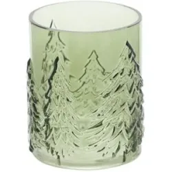 HOME STORY Windlicht Tanne   ¦ grün ¦ Glas ¦ Maße (cm): H: 13  Ø: 11.5