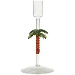 HOME STORY Kerzenhalter Palme   ¦ transparent/klar ¦ Glas ¦ Maße (cm): H: 20  Ø: