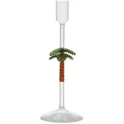 HOME STORY Kerzenhalter Palme   ¦ transparent/klar ¦ Glas ¦ Maße (cm): H: 24,5