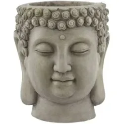 HOME STORY Übertopf Buddha   ¦ grau ¦ Magnesia ¦ Maße (cm): H: 25  Ø: 22