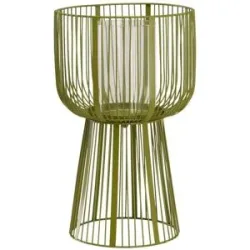 HOME STORY Windlicht   ¦ grün ¦ Metall,Glas ¦ Maße (cm): H: 37  Ø: 24