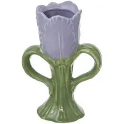 HOME STORY Vase Blüte   ¦ lila/violett ¦ Porzellan ¦ Maße (cm): B: 6,4 H: 14,7