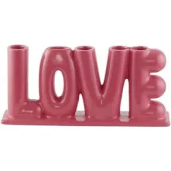 HOME STORY Vase Love   ¦ rosa/pink ¦ Porzellan ¦ Maße (cm): B: 8 H: 14,5