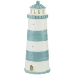 HOME STORY LED Leuchtturm   ¦ blau ¦ Steingut ¦ Maße (cm): H: 18,5  Ø: 7