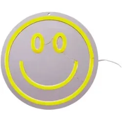 Höffner Neon Wanddekoration Smiley   ¦ silber ¦ Glas ¦ Maße (cm): B: 22 H: 22 T: 2.0