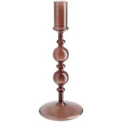 Höffner Kerzenhalter   ¦ braun ¦ Glas ¦ Maße (cm): H: 22  Ø: 9