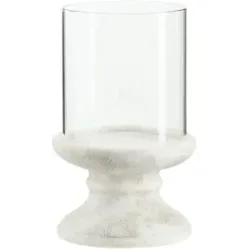 HOME STORY Windlicht mit Glasaufsatz   ¦ grau ¦ Zement,Glas ¦ Maße (cm): H: 25,5