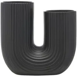 HOME STORY Vase   ¦ schwarz ¦ Dolomite ¦ Maße (cm): B: 24,3 H: 23,6 T: 11.7