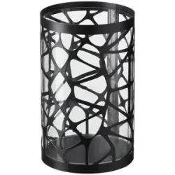 HOME STORY Windlicht mit Glaseinsatz   ¦ schwarz ¦ Eisen,Glas ¦ Maße (cm): H: 29