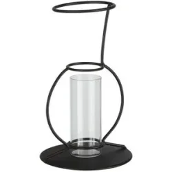 HOME STORY Vase im Metallständer   ¦ schwarz ¦ Metall,Glas ¦ Maße (cm): H: 20,2
