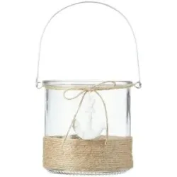 HOME STORY Windlicht  Anker ¦ transparent/klar ¦ Glas,Naturfaser,Polyresin