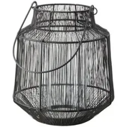 HOME STORY Windlicht   ¦ schwarz ¦ Eisen,Glas ¦ Maße (cm): H: 31  Ø: 30