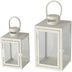 Höffner Laterne  2er-Set   ¦ grau ¦ Eisen,Glas ¦ Maße (cm): B: 14,5 H: 23,8