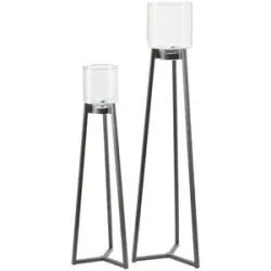 Höffner Windlicht  2er-Set   ¦ schwarz ¦ Eisen,Glas ¦ Maße (cm): B: 39 H: 143