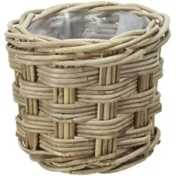 Höffner Pflanzkorb   ¦ braun ¦ Rattan,Kunststoff ¦ Maße (cm): H: 16  Ø: 18