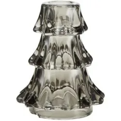 Höffner Kerzenhalter Tanne   ¦ grau ¦ Glas ¦ Maße (cm): H: 10,5  Ø: 8.2
