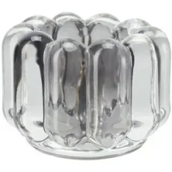 HOME STORY Teelichthalter   ¦ grau ¦ Glas ¦ Maße (cm): H: 6,5  Ø: 8