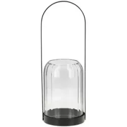 Höffner Windlicht   ¦ schwarz ¦ Metall,Glas ¦ Maße (cm): H: 30  Ø: 10