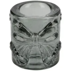 Höffner Kerzenhalter mit Schleife   ¦ grau ¦ Glas ¦ Maße (cm): H: 4,5  Ø: 4.5