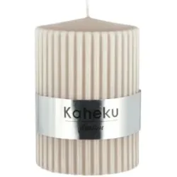 Höffner Zylinderkerze  Powder Rillen ¦ beige ¦ Maße (cm): H: 10  Ø: 7