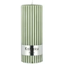 Höffner Zylinderkerze  Powder Rillen ¦ grün ¦ Maße (cm): H: 15  Ø: 5.8