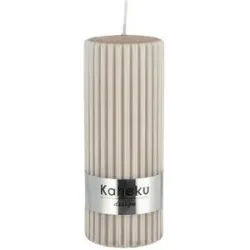 Höffner Zylinderkerze  Powder Rillen ¦ beige ¦ Maße (cm): H: 15  Ø: 5.8
