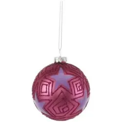HOME STORY Weihnachtsbaumkugel mit Sternen   ¦ rosa/pink ¦ Glas,Aluminium Ø: 8