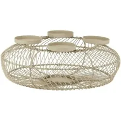 HOME STORY Adventskerzenständer   ¦ beige ¦ Eisen ¦ Maße (cm): B: 34 H: 13 T: