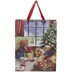 Höffner Weihnachtsgeschenktüte Bärchen   ¦ mehrfarbig ¦ Papier ¦ Maße (cm): B: 26 H: 32