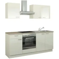 CUBO15 Küchenzeile mit Elektrogeräten  Binz ¦ creme ¦ Maße (cm): B: 200