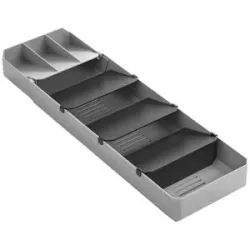 Höffner Besteck-Organizer  Uni Fit ¦ grau ¦ Kunststoff ¦ Maße (cm): B: 15 H: 6