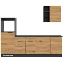 Höffner Küchenzeile  Miller ¦ schwarz ¦ Maße (cm): B: 260 H: 60
