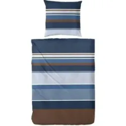 Höffner Mako-Satin Bettwäsche-Set   ¦ blau ¦ Maße (cm): B: 135 H: 1